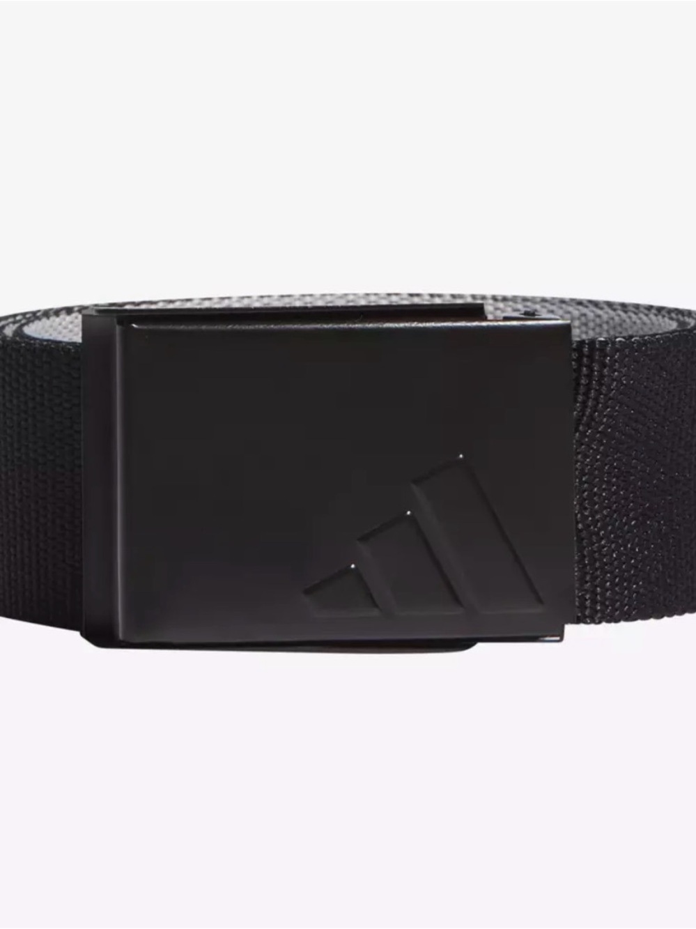 adidas Reversible Black Gray Men's Webbing Belt with Logo Buckle - One Size